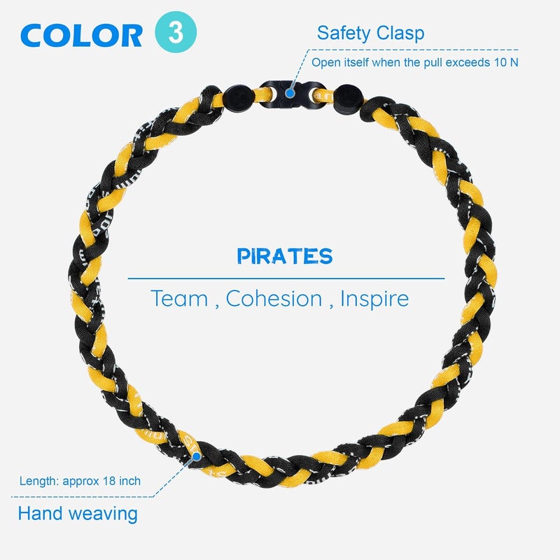 SUPBOMM 3 pcs Baseball Rope Necklaces, League Team Colors Braided Necklace, Baseball Team Gifts - Image 4